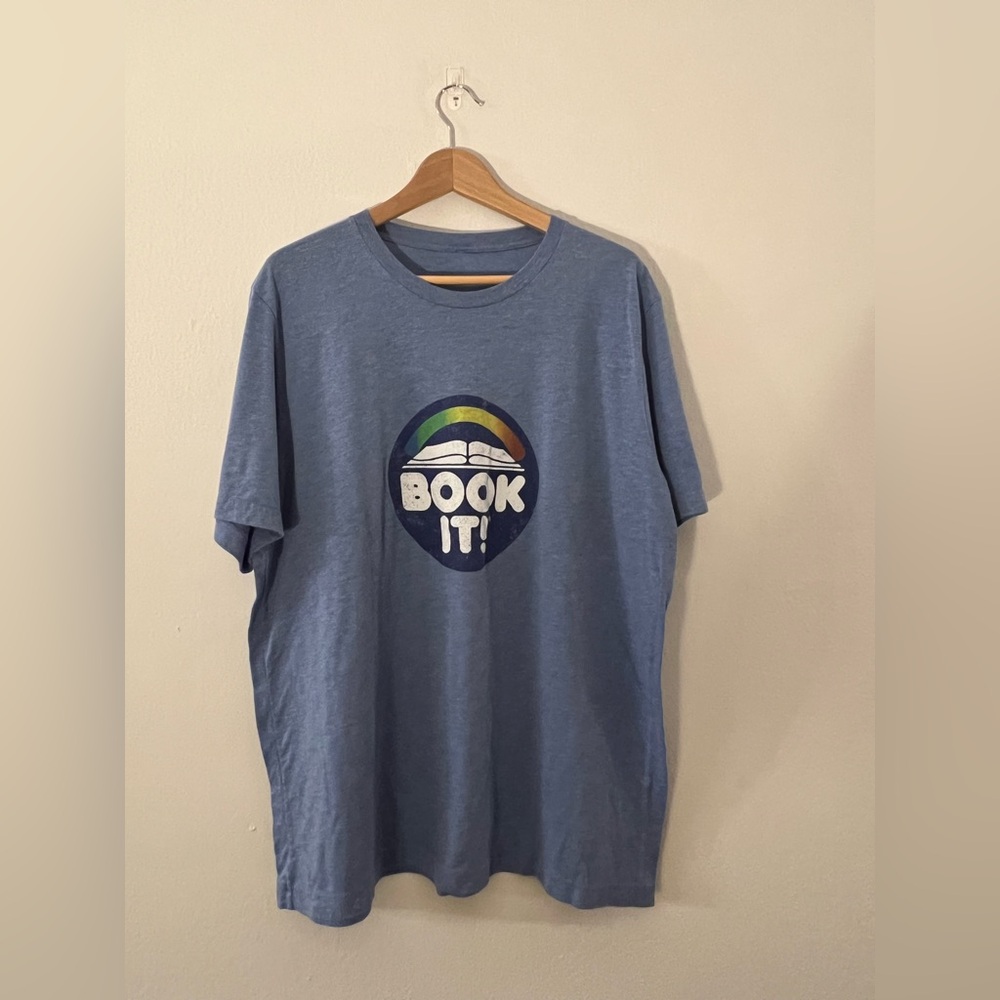 Blue Graphic T-Shirt with Book It‎ Design